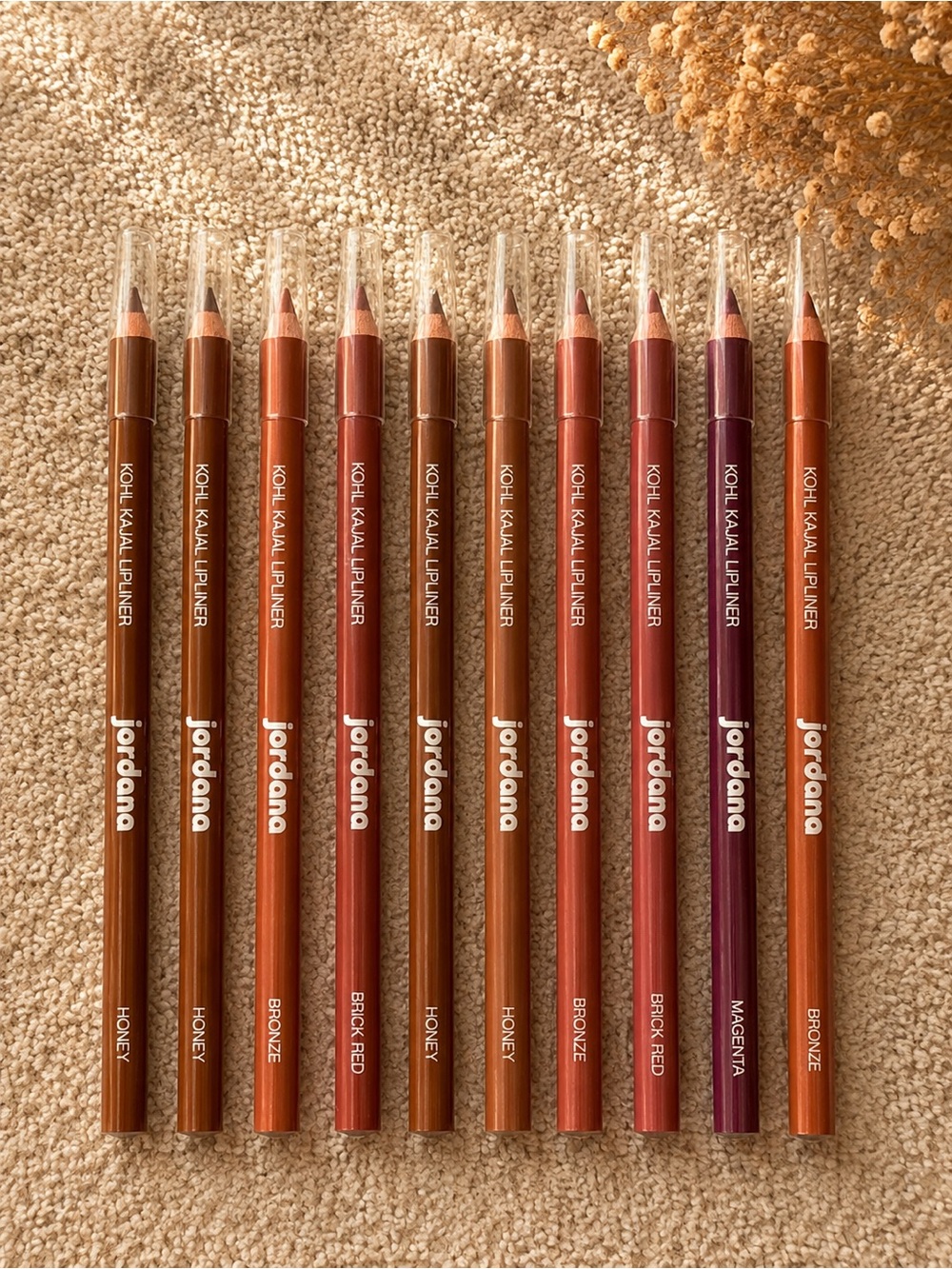 Jordana Lip Liner Set — Brown, Brick Red, Magenta & Bronze Shades